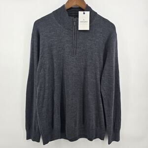 UNTUCKIT Belguardo Sweater Men Medium Gray Quarter Zip Mock Neck Merino Wool NWT
